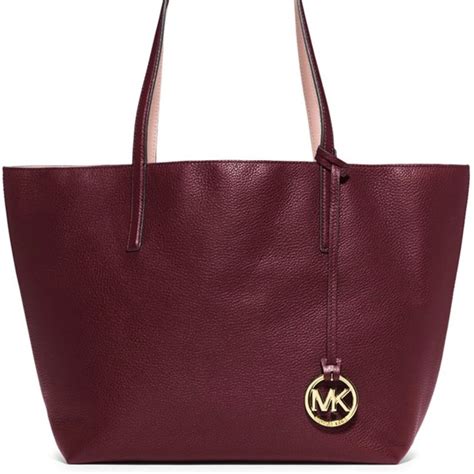 Michael Kors Merlot Pastel Pink Izzy Large Reversible Leather Tote